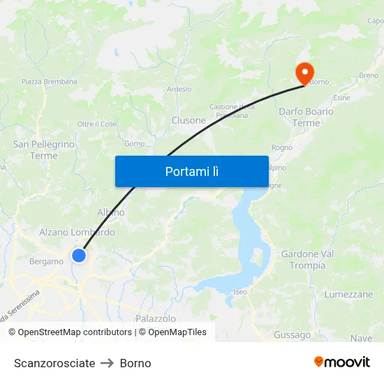 Scanzorosciate to Borno map