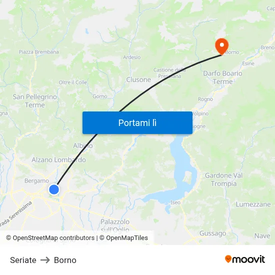Seriate to Borno map
