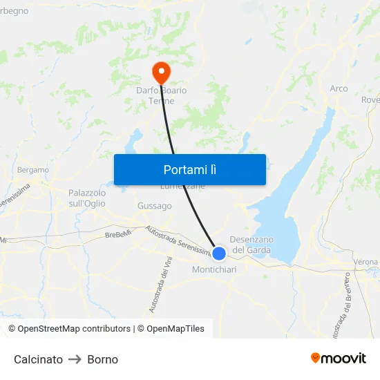 Calcinato to Borno map