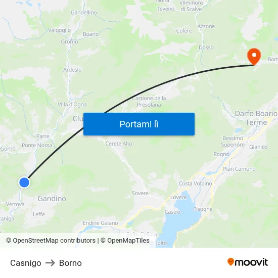 Casnigo to Borno map