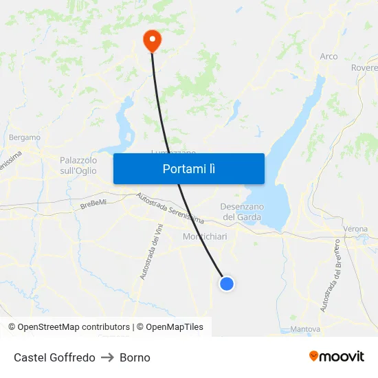 Castel Goffredo to Borno map