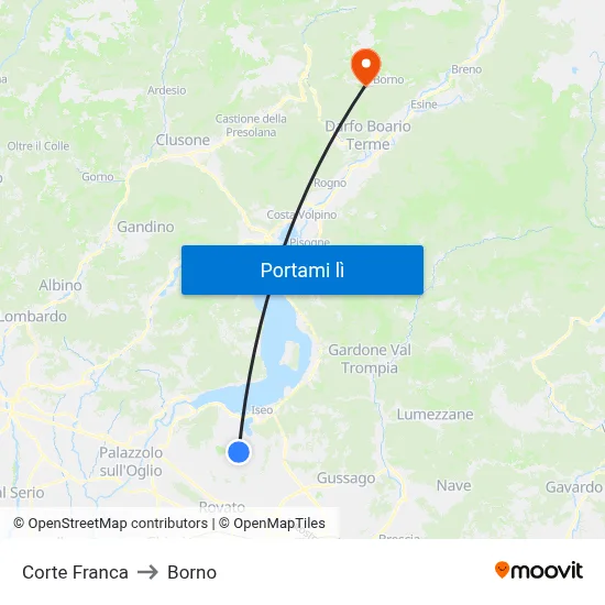 Corte Franca to Borno map