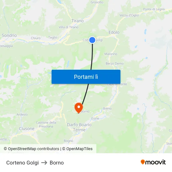 Corteno Golgi to Borno map