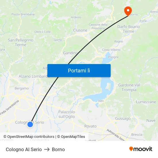 Cologno Al Serio to Borno map