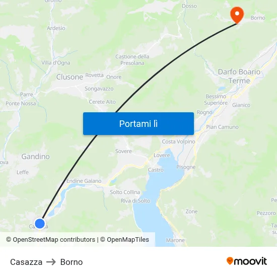 Casazza to Borno map