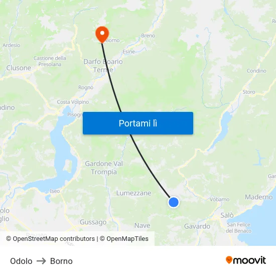 Odolo to Borno map