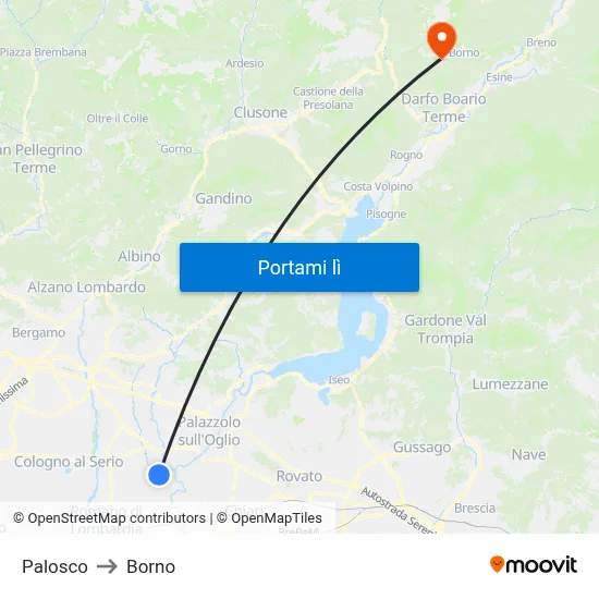 Palosco to Borno map