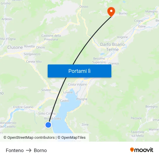 Fonteno to Borno map