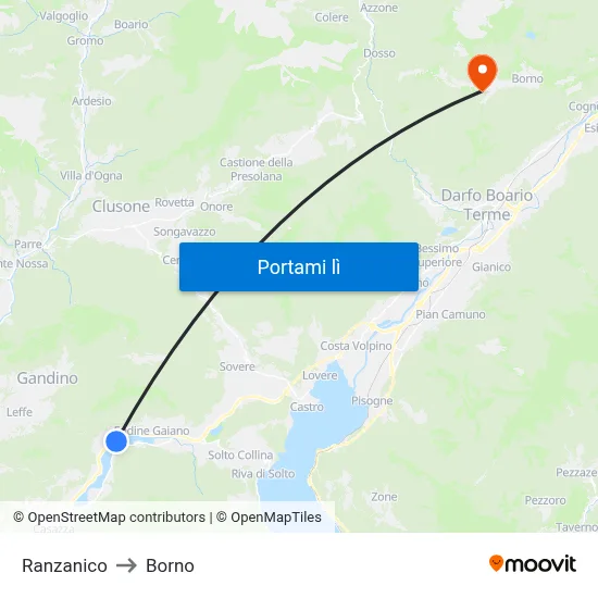 Ranzanico to Borno map
