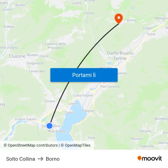 Solto Collina to Borno map