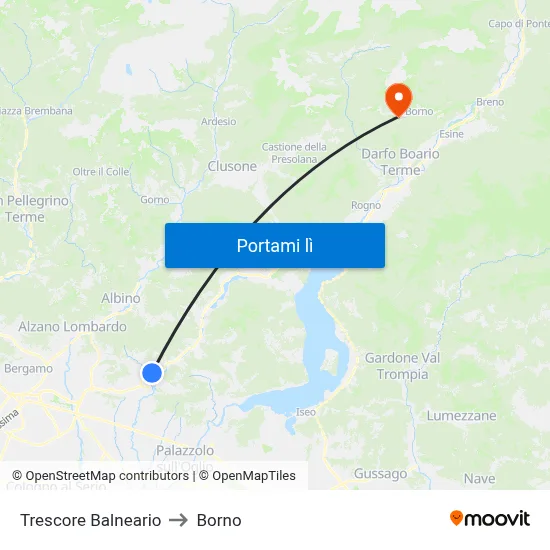 Trescore Balneario to Borno map