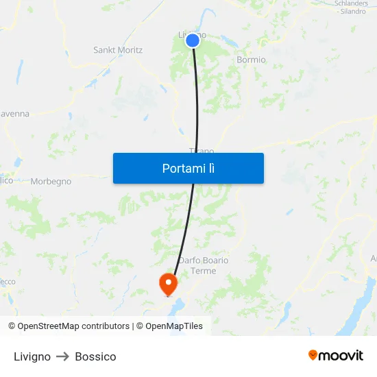 Livigno to Bossico map