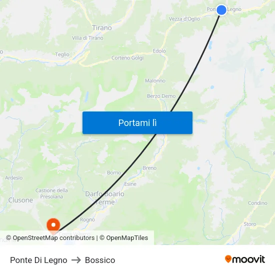 Ponte Di Legno to Bossico map