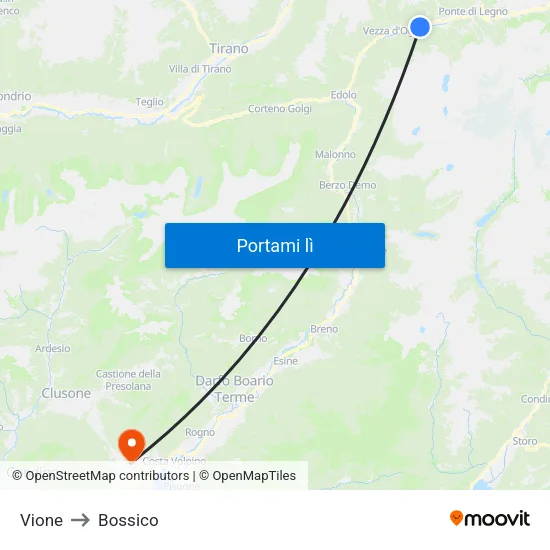 Vione to Bossico map