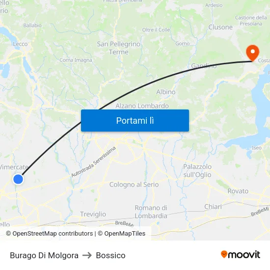 Burago Di Molgora to Bossico map