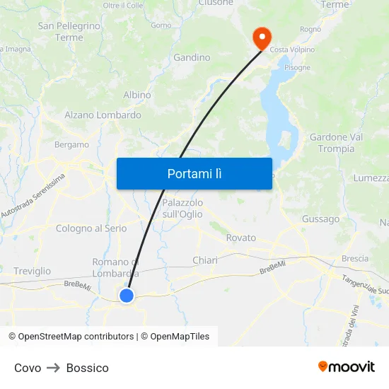 Covo to Bossico map