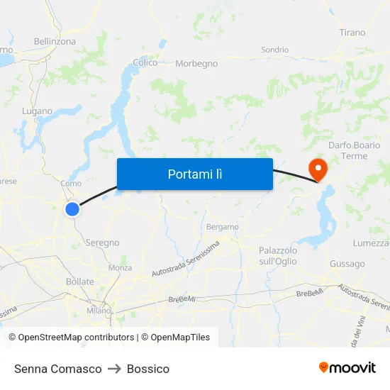 Senna Comasco to Bossico map