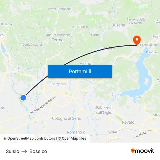 Suisio to Bossico map