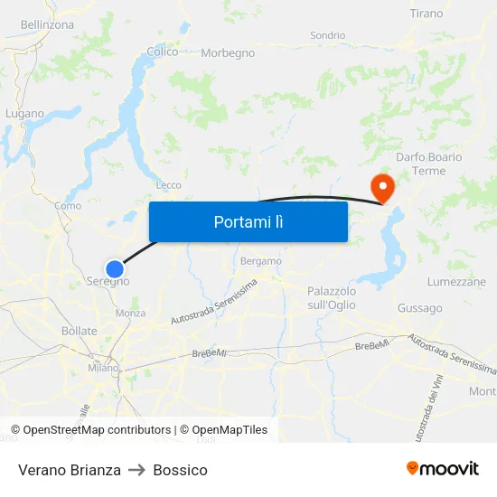 Verano Brianza to Bossico map