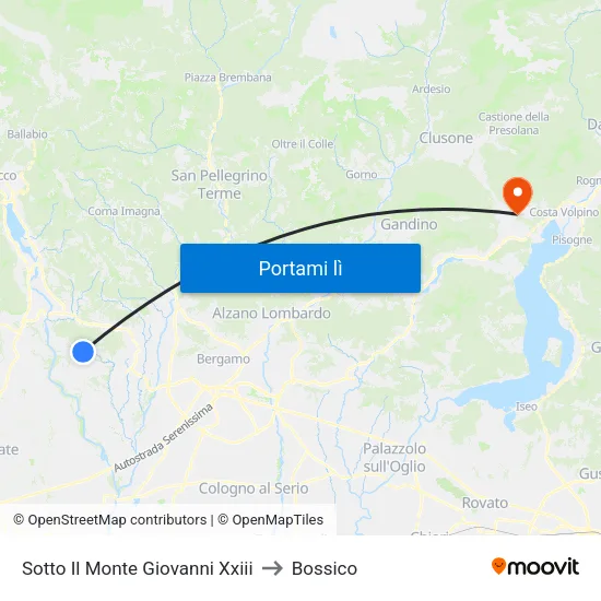 Sotto Il Monte Giovanni Xxiii to Bossico map