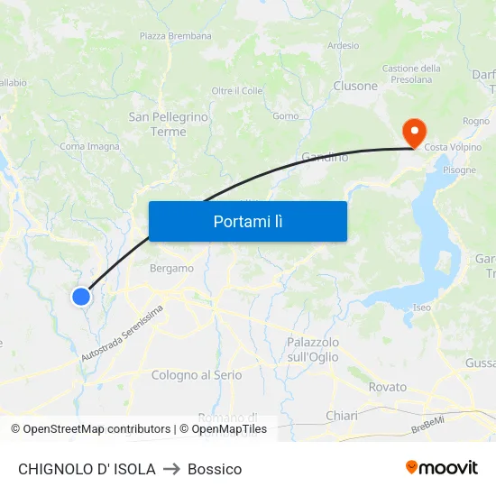 CHIGNOLO D' ISOLA to Bossico map