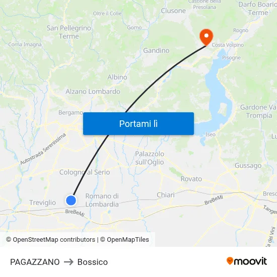 PAGAZZANO to Bossico map