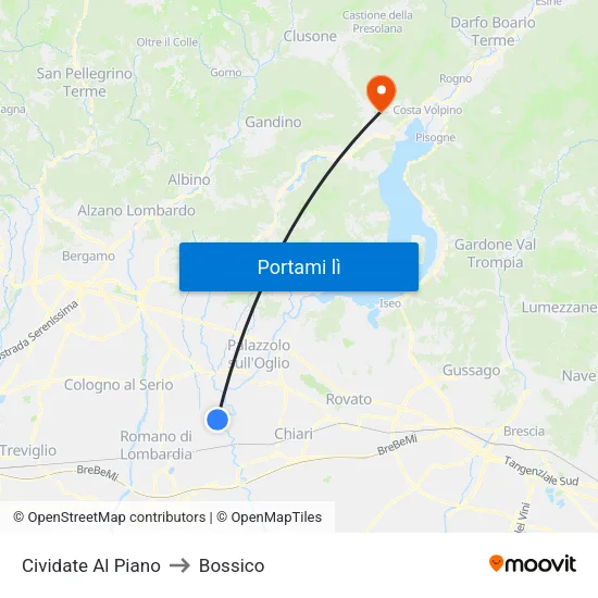 Cividate Al Piano to Bossico map