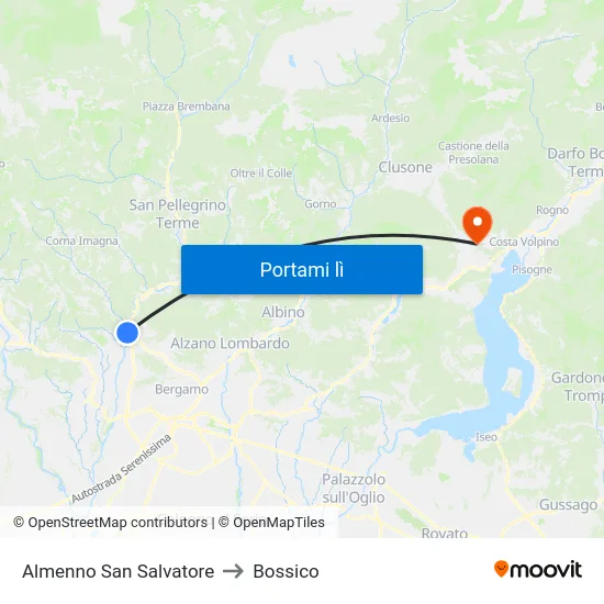 Almenno San Salvatore to Bossico map