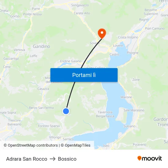 Adrara San Rocco to Bossico map