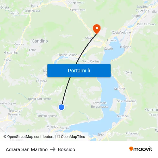Adrara San Martino to Bossico map