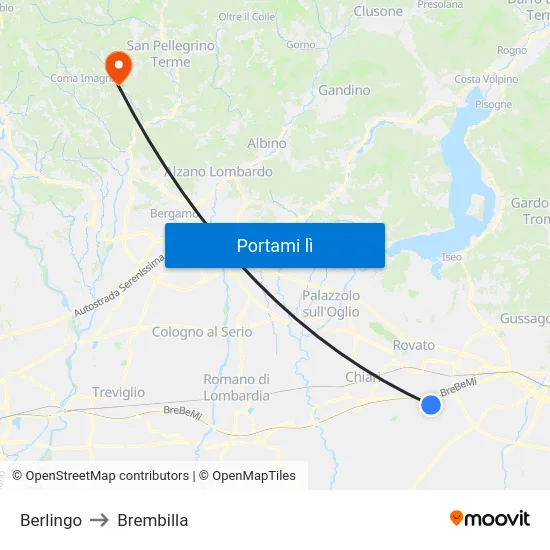 Berlingo to Brembilla map