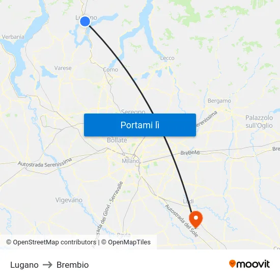 Lugano to Brembio map