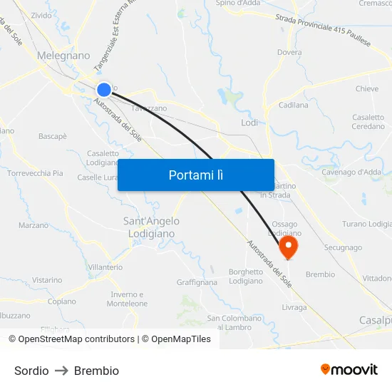 Sordio to Brembio map