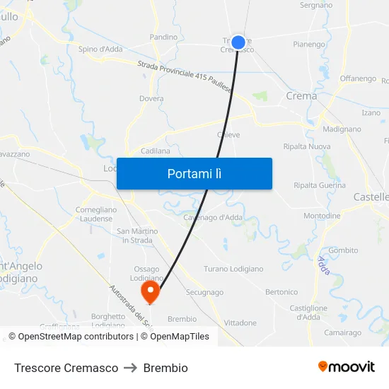 Trescore Cremasco to Brembio map