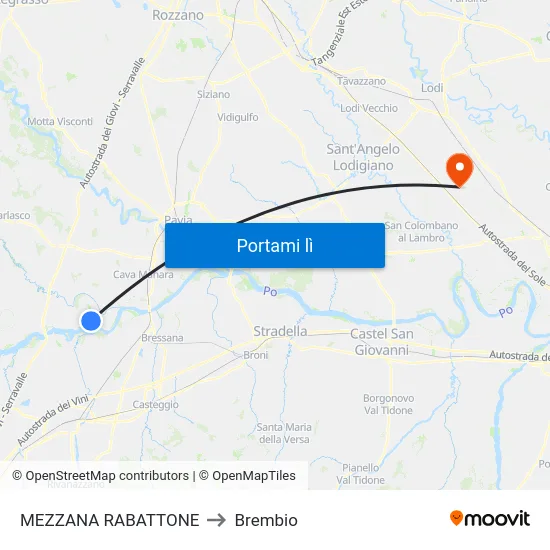 MEZZANA RABATTONE to Brembio map