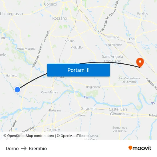 Dorno to Brembio map