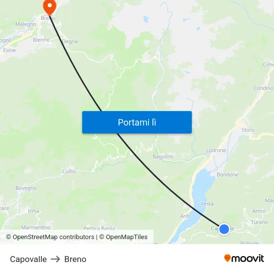 Capovalle to Breno map