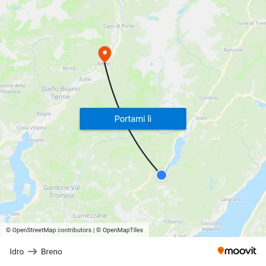 Idro to Breno map