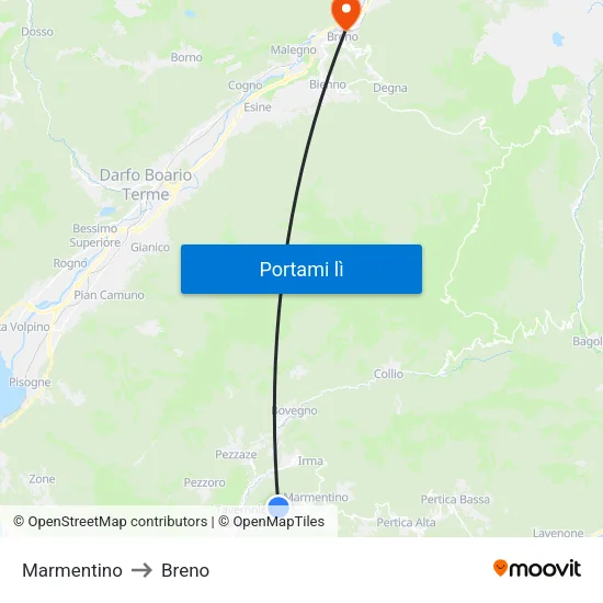 Marmentino to Breno map