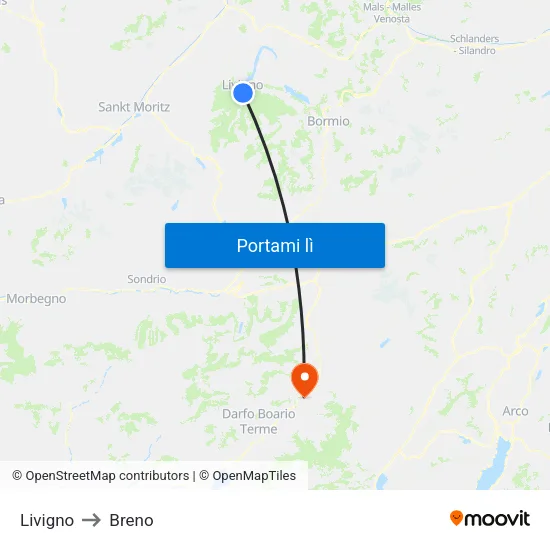 Livigno to Breno map