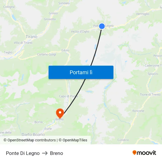 Ponte Di Legno to Breno map