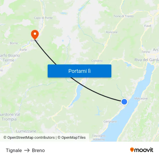 Tignale to Breno map
