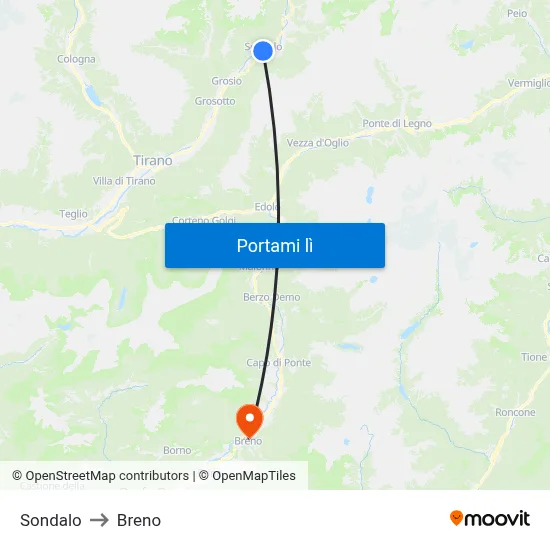 Sondalo to Breno map