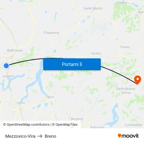 Mezzovico-Vira to Breno map