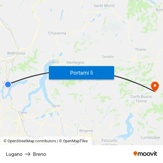 Lugano to Breno map