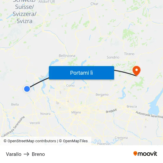 Varallo to Breno map