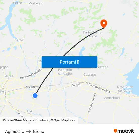 Agnadello to Breno map