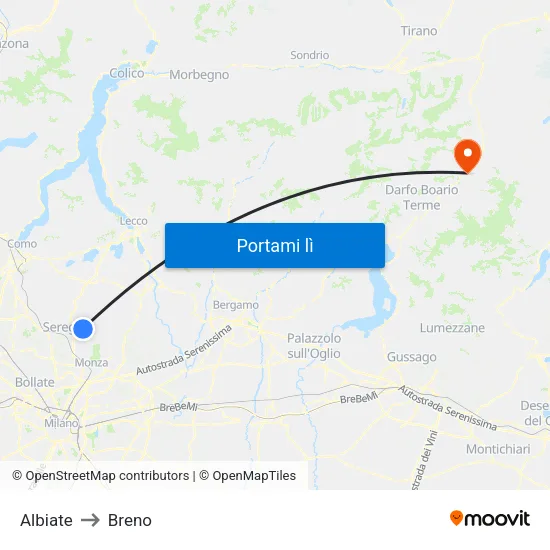 Albiate to Breno map
