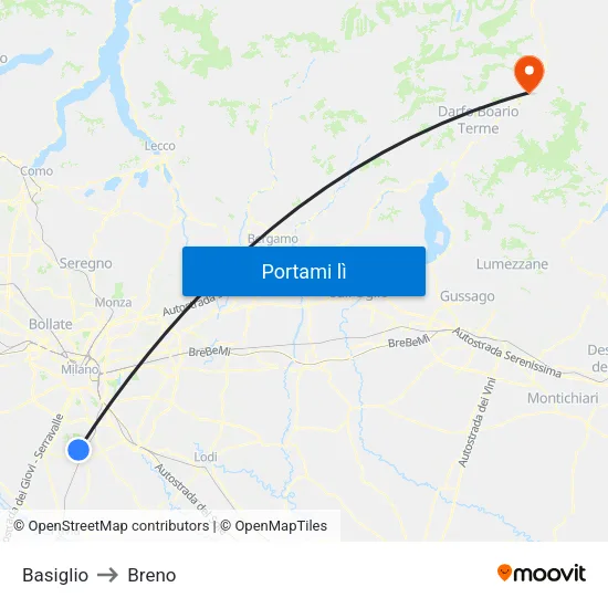 Basiglio to Breno map
