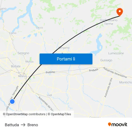 Battuda to Breno map
